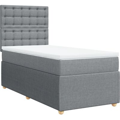 vidaXL Knöpfe Bett - Polsterbett Hellgrau 90x200cm vidaXL Knöpfe Bett - Polsterbett Hellgrau 90x200cm