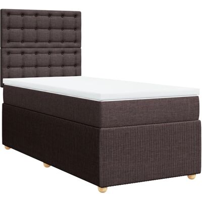 vidaXL Boxspringbett mit Matratze Dunkelbraun 140x190 cm Stoff Braun vidaXL Boxspringbett mit Matratze Dunkelbraun 140x190 cm Stoff Braun