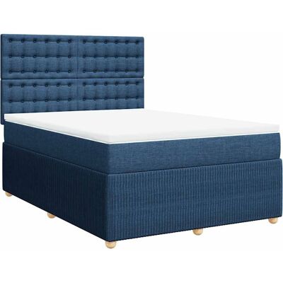 vidaXL Boxspringbett mit Matratze Blau 140x190 cm - Höhenverstellbares Kopfteil vidaXL Boxspringbett mit Matratze Blau 140x190 cm - Höhenverstellbares Kopfteil