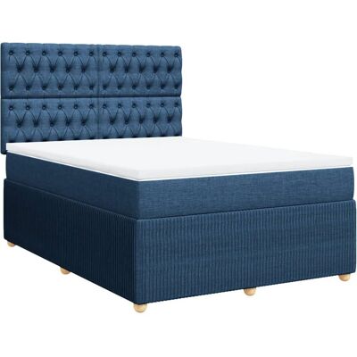VidaXL Bett - Blau, 160x200cm, Verstellbares Kopfteil - Bett VidaXL Bett - Blau, 160x200cm, Verstellbares Kopfteil - Bett