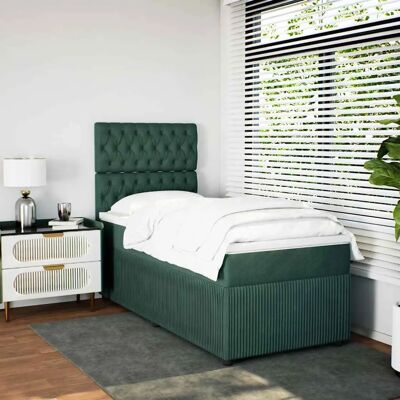 vidaXL Dunkelgrünes Samt-Bett 100x200cm - Komfortables Schlafen vidaXL Dunkelgrünes Samt-Bett 100x200cm - Komfortables Schlafen
