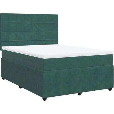 vidaXL Bett, Dunkelgrün, Samt, 140x190cm - Bett vidaXL Bett, Dunkelgrün, Samt, 140x190cm - Bett