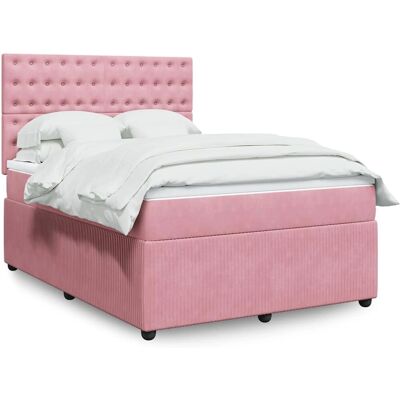 Vidaxl Pink Velvet Boxspringbett mit verstellbarem Kopfteil - Bett Vidaxl Pink Velvet Boxspringbett mit verstellbarem Kopfteil - Bett