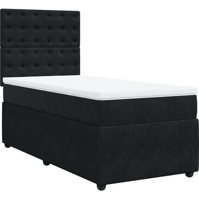 vidaXL Boxspringbett mit Matratze - Schwarz, 140x200cm, Modell: Knöpfe vidaXL Boxspringbett mit Matratze - Schwarz, 140x200cm, Modell: Knöpfe