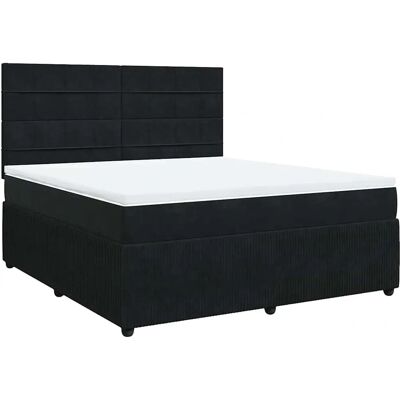 vidaXL Boxspringbett mit Matratze Schwarz 180x200 cm - Samt vidaXL Boxspringbett mit Matratze Schwarz 180x200 cm - Samt