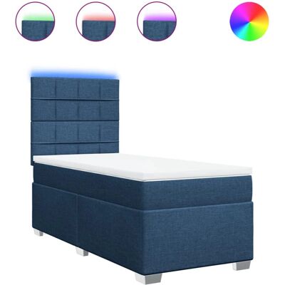 vidaXL Boxspringbett mit Matratze und LED-Beleuchtung - Blau - Boxspringbett mit Matratze und LED-Lichtern vidaXL Boxspringbett mit Matratze und LED-Beleuchtung - Blau - Boxspringbett mit Matratze und LED-Lichtern