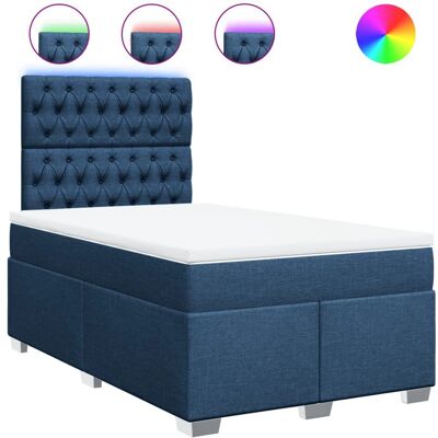 VidaXL Blaues Boxspringbett mit Höhenverstellbarem Kopfteil - Bett VidaXL Blaues Boxspringbett mit Höhenverstellbarem Kopfteil - Bett