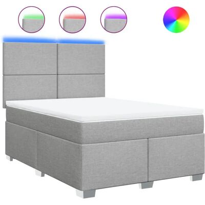 VidaXL Bett mit verstellbarem Kopfteil - Taschenfederkern, LED - Grau VidaXL Bett mit verstellbarem Kopfteil - Taschenfederkern, LED - Grau