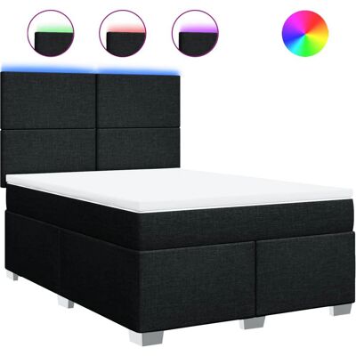 vidaXL Schwarzes Boxspringbett mit Matratze & LED-Beleuchtung - Bett vidaXL Schwarzes Boxspringbett mit Matratze & LED-Beleuchtung - Bett