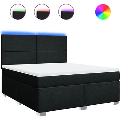vidaXL Boxspringbett mit LED-Lichtern - 180x200 cm, Schwarz - Bett vidaXL Boxspringbett mit LED-Lichtern - 180x200 cm, Schwarz - Bett