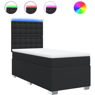 vidaXL Boxspringbett Mit Matratze Kunstleder Farbe: Schwarz Größe: 80 x 200 cm - Boxspringbett mit LED-Licht vidaXL Boxspringbett Mit Matratze Kunstleder Farbe: Schwarz Größe: 80 x 200 cm - Boxspringbett mit LED-Licht