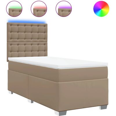 vidaXL Boxspringbett Mit Matratze Kunstleder Farbe: Cappuccino Größe: 100 x 200 cm - Bett mit LED-Beleuchtung vidaXL Boxspringbett Mit Matratze Kunstleder Farbe: Cappuccino Größe: 100 x 200 cm - Bett mit LED-Beleuchtung