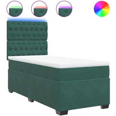 VidaXL Bett - Dunkelgrüner Samtstoff 190x90 cm - Bett VidaXL Bett - Dunkelgrüner Samtstoff 190x90 cm - Bett