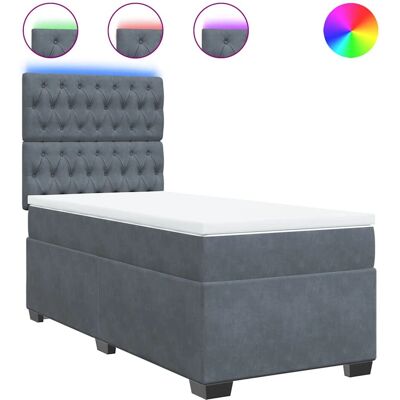 vidaXL Dunkelgraues Samtbettrahmen mit LED-Beleuchtung - Bett vidaXL Dunkelgraues Samtbettrahmen mit LED-Beleuchtung - Bett