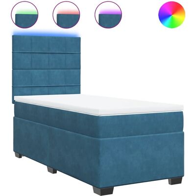VidaXL Bett - Blau Samt Unterstützung mit LED & Verstellbares Kopfteil VidaXL Bett - Blau Samt Unterstützung mit LED & Verstellbares Kopfteil