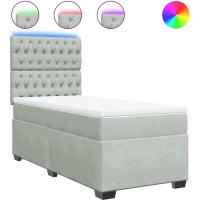 vidaXL Knopfhe Bett - 200x200cm, Hellgrau, mit LED vidaXL Knopfhe Bett - 200x200cm, Hellgrau, mit LED