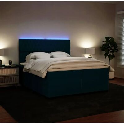 Vidaxl Blaue Samtbetten 200x200cm Bett mit Boxspring & Matratze Vidaxl Blaue Samtbetten 200x200cm Bett mit Boxspring & Matratze