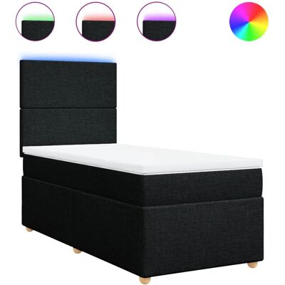 vidaXL Boxspringbett mit LED-Licht - 90x200 cm Schwarz - Bett vidaXL Boxspringbett mit LED-Licht - 90x200 cm Schwarz - Bett