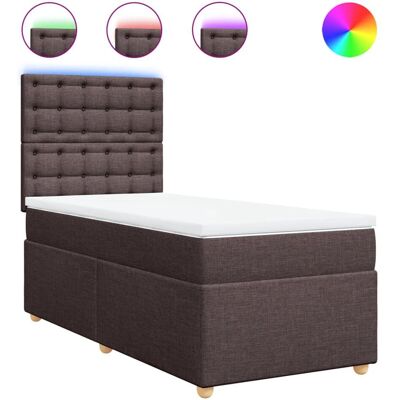 vidaXL Boxspringbett Mit Matratze Stoff Dunkelbraun Größe: 90 x 200 cm Modell: Knöp vidaXL Boxspringbett Mit Matratze Stoff Dunkelbraun Größe: 90 x 200 cm Modell: Knöp