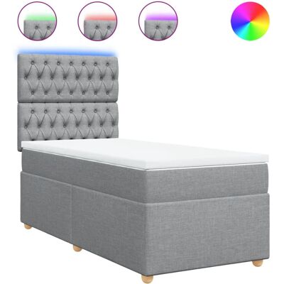 vidaXL Knopfh Hellgrau 100x200cm Bett - Bett vidaXL Knopfh Hellgrau 100x200cm Bett - Bett