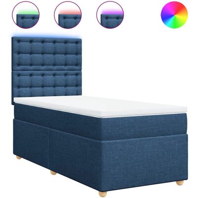 vidaXL Blaues Boxspringbett - Unterstützung & LED-Beleuchtung vidaXL Blaues Boxspringbett - Unterstützung & LED-Beleuchtung