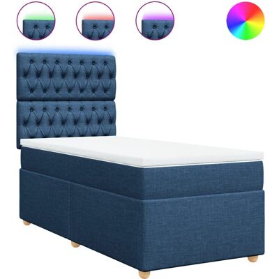 vidaXL Bett mit LED-Beleuchtung - Verstellbares Kopfteil - Taschenfederkernmatratze - Blau - Bett vidaXL Bett mit LED-Beleuchtung - Verstellbares Kopfteil - Taschenfederkernmatratze - Blau - Bett
