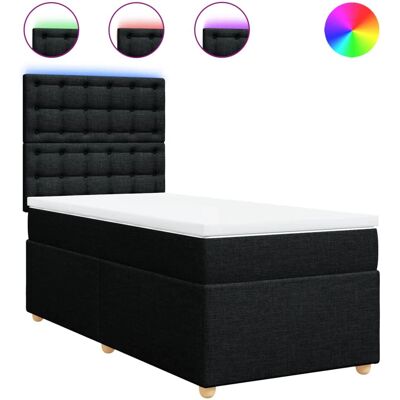 vidaXL Boxspringbett mit Matratze 200x200 cm, Schwarz, Modell Knöpfe vidaXL Boxspringbett mit Matratze 200x200 cm, Schwarz, Modell Knöpfe
