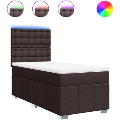 vidaXL Dunkelbraune Boxspringbett mit LED & USB - Bett vidaXL Dunkelbraune Boxspringbett mit LED & USB - Bett
