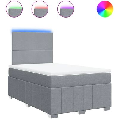 vidaXL 120x200cm Hellgraues Boxspringbett mit LED & verstellbarem Kopfteil - Bett vidaXL 120x200cm Hellgraues Boxspringbett mit LED & verstellbarem Kopfteil - Bett