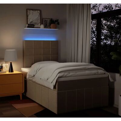 vidaXL Cremefarbenes Bett mit LED-Beleuchtung 120x200cm vidaXL Cremefarbenes Bett mit LED-Beleuchtung 120x200cm