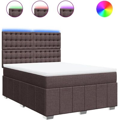 vidaXL Lit à Boxspring - 160x200cm, Marron, Tissu - Lit Boxspring vidaXL Lit à Boxspring - 160x200cm, Marron, Tissu - Lit Boxspring