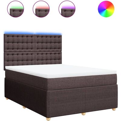 vidaXL Dunkelbraune Boxspringbett - Matratze & LED-Beleuchtung vidaXL Dunkelbraune Boxspringbett - Matratze & LED-Beleuchtung