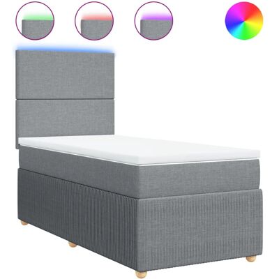 vidaXL Boxspringbett mit LED-Beleuchtung - 120x190cm - Hellgrau - Bett vidaXL Boxspringbett mit LED-Beleuchtung - 120x190cm - Hellgrau - Bett