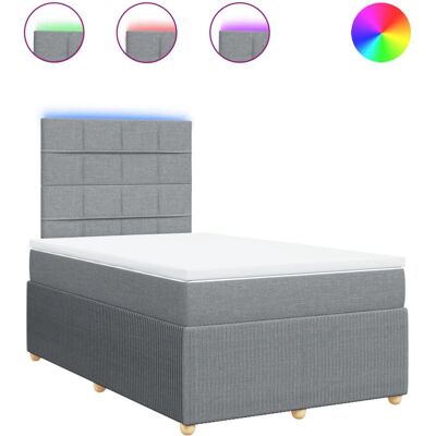 vidaXL Boxspringbett mit LED-Beleuchtung 120x190cm Hellgrau vidaXL Boxspringbett mit LED-Beleuchtung 120x190cm Hellgrau