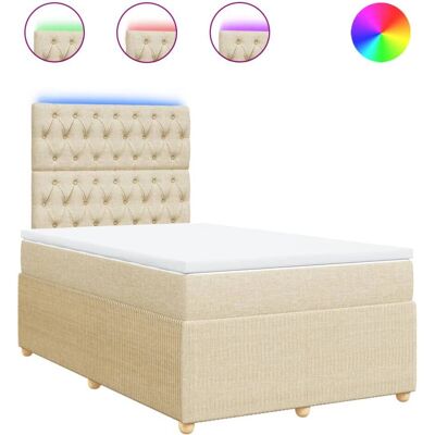 vidaXL Boxspringbett mit Matratze Creme 120x200 cm - verstellbares Kopfteil, LED-Beleuchtung vidaXL Boxspringbett mit Matratze Creme 120x200 cm - verstellbares Kopfteil, LED-Beleuchtung