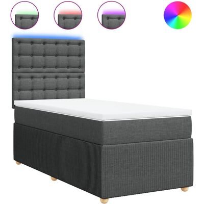 vidaXL Boxspringbett mit LED-Beleuchtung - 120x200cm - Dunkelgrau vidaXL Boxspringbett mit LED-Beleuchtung - 120x200cm - Dunkelgrau
