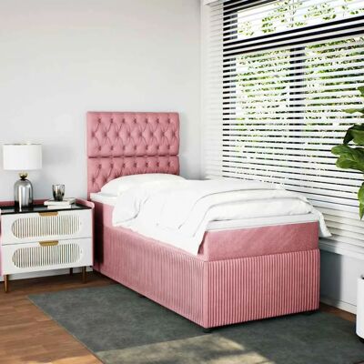 vidaXL Pink Velvet Bett mit LED-Lichtern & Matratze vidaXL Pink Velvet Bett mit LED-Lichtern & Matratze