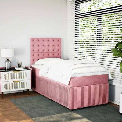 vidaXL Samtrosa Pink Bett mit Verstellbarem Kopfteil - Bett vidaXL Samtrosa Pink Bett mit Verstellbarem Kopfteil - Bett