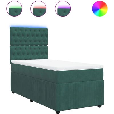 vidaXL Bett mit LED-Beleuchtung - 90x190cm Dunkelgrüner Samtbetten vidaXL Bett mit LED-Beleuchtung - 90x190cm Dunkelgrüner Samtbetten
