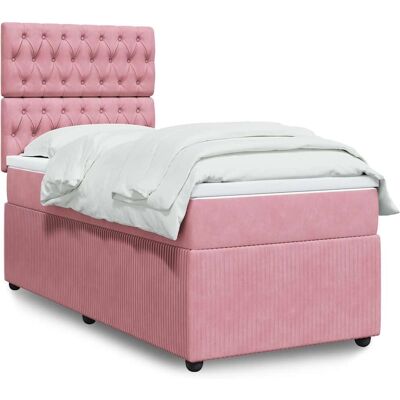 vidaXL Pinkes Samt-Boxspringbett 90x190cm mit Matratze vidaXL Pinkes Samt-Boxspringbett 90x190cm mit Matratze