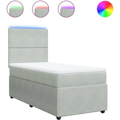 vidaXL 3294532 Bett - Samt, Hellgrau, 90x200cm - Bett vidaXL 3294532 Bett - Samt, Hellgrau, 90x200cm - Bett