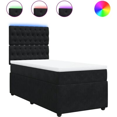 vidaXL 90x200 cm Schwarzes Samt-Boxspringbett - Bett vidaXL 90x200 cm Schwarzes Samt-Boxspringbett - Bett