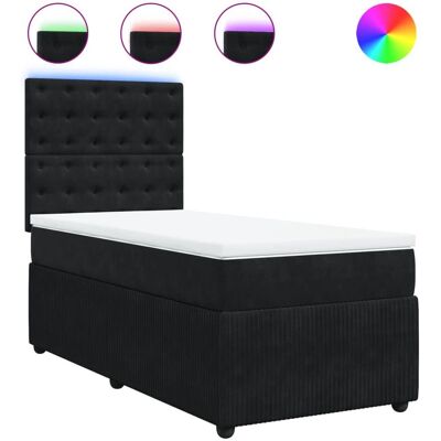 vidaXL Bett mit LED-Beleuchtung - 90x200 cm - Schwarz - Unterstützung durch Taschenfederkern vidaXL Bett mit LED-Beleuchtung - 90x200 cm - Schwarz - Unterstützung durch Taschenfederkern