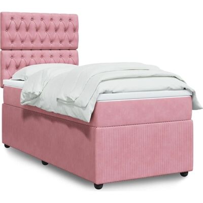 vidaXL Pink Velvet Bett mit Matratze & LED-Beleuchtung - Einzelbett vidaXL Pink Velvet Bett mit Matratze & LED-Beleuchtung - Einzelbett