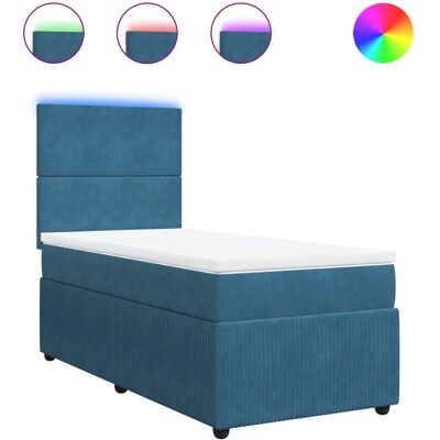 vidaXL Bett – Blau Samt mit LED-Beleuchtung - Bett vidaXL Bett – Blau Samt mit LED-Beleuchtung - Bett