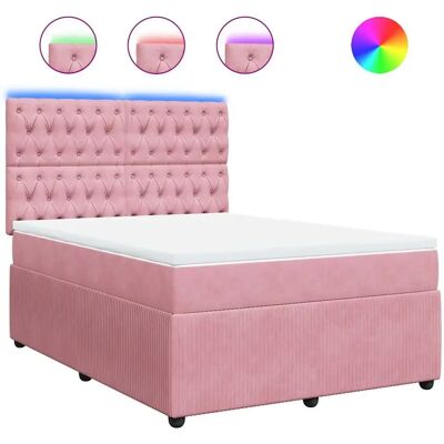 vidaXL Pinkes Samt 140x190cm Bett - Bett vidaXL Pinkes Samt 140x190cm Bett - Bett