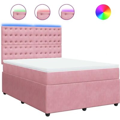 Vidaxl Pink Velvet Bett mit LED-Beleuchtung - Bett Vidaxl Pink Velvet Bett mit LED-Beleuchtung - Bett