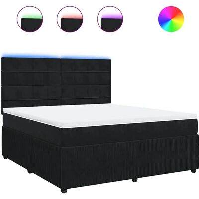 vidaXL Boxspringbett mit Matratze - Schwarz Samt - Boxspringbett vidaXL Boxspringbett mit Matratze - Schwarz Samt - Boxspringbett