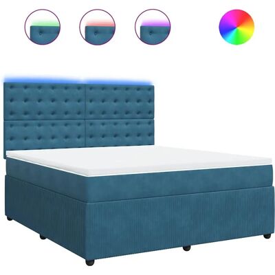 vidaXL Blaues Samt-Boxspringbett 180x200cm - Bett vidaXL Blaues Samt-Boxspringbett 180x200cm - Bett