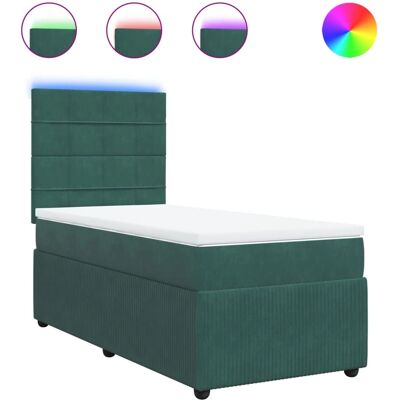 VidaXL - Grünes Samtbettschlafzimmer mit LED-Lichtern - Bett VidaXL - Grünes Samtbettschlafzimmer mit LED-Lichtern - Bett